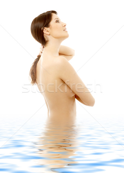 Foto stock: Topless · morena · água · quadro · mulher