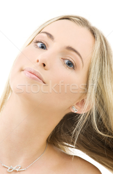 Portre mutlu kadın beyaz saç güzellik Stok fotoğraf © dolgachov