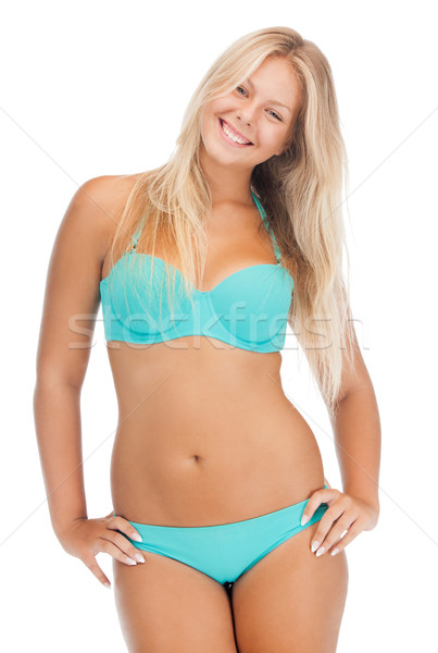 Gyönyörű nő bikini fényes kép nő tengerpart Stock fotó © dolgachov