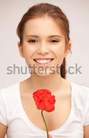 Frau Vase Blumen Bild jungen schöne Frau Stock foto © dolgachov