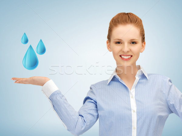 Сток-фото: женщину · синий · капли · воды · стороны · подростку
