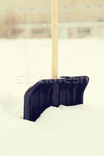 Schwarz Holz Griff Schnee Winter Stock foto © dolgachov