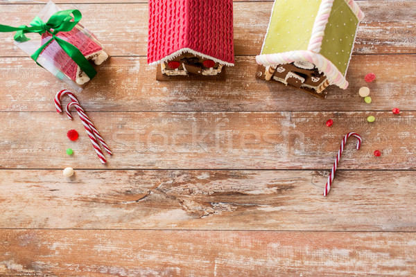 closeup of beautiful gingerbread houses at home Stock photo © dolgachov