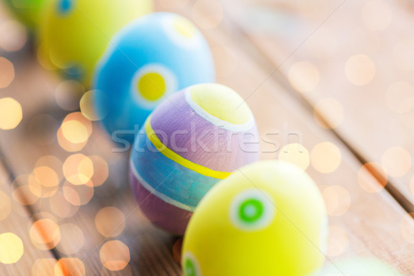 Foto d'archivio: Colorato · easter · eggs · legno · superficie · Pasqua