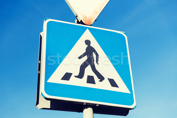 close up of pedestrian crosswalk road sign Stock photo © dolgachov