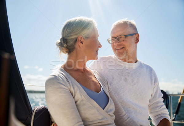 [[stock_photo]]: Couple · de · personnes · âgées · voile · bateau · yacht · mer