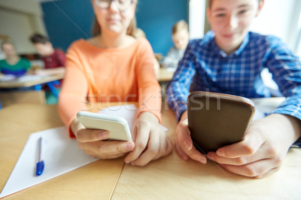 high school students with smartphones texting Stock photo © dolgachov