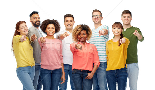 Internationale groep mensen wijzend diversiteit keuze etniciteit Stockfoto © dolgachov