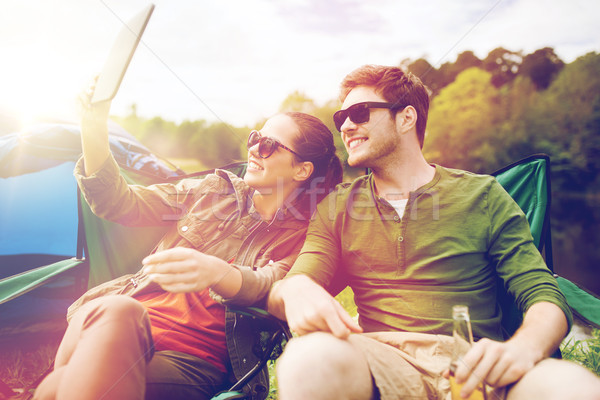 [[stock_photo]]: Heureux · couple · camping · tente · Voyage