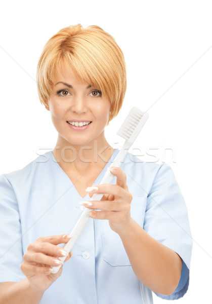 Médico cepillo de dientes Foto mujer atractiva médicos medicina Foto stock © dolgachov