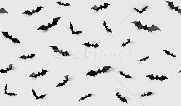 Végtelen minta halloween díszítések fekete papír fal Stock fotó © dolgachov
