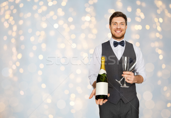 Stockfoto: Man · fles · champagne · bril · partij · viering