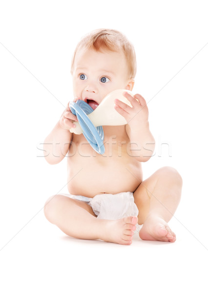 ребенка мальчика большой соска фотография белый Сток-фото © dolgachov