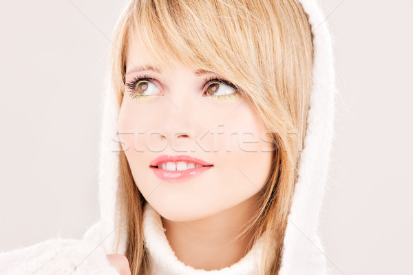 Stock photo: lovely teenage girl in hoodie