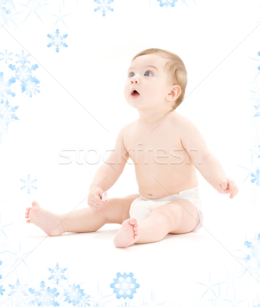 Bebê menino fralda escova de dentes quadro saúde Foto stock © dolgachov