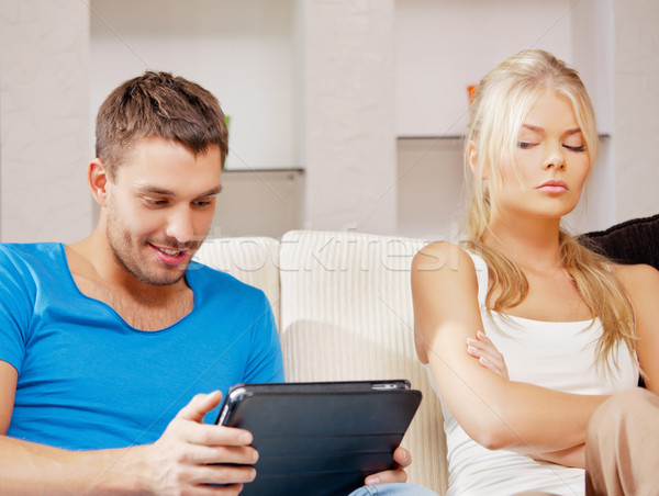 couple with tablet PC Stock photo © dolgachov