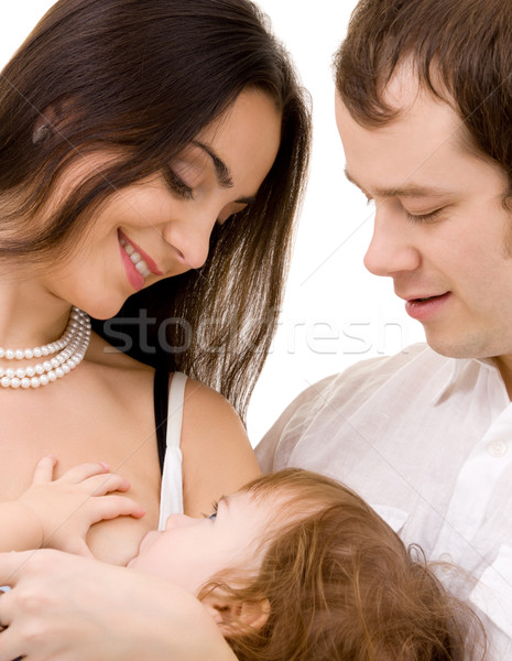 Glückliche Familie hellen Bild weiß Schwerpunkt Mutter Stock foto © dolgachov