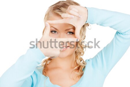 Stockfoto: Vrouw · frame · vingers · momentopname · business · fotografie