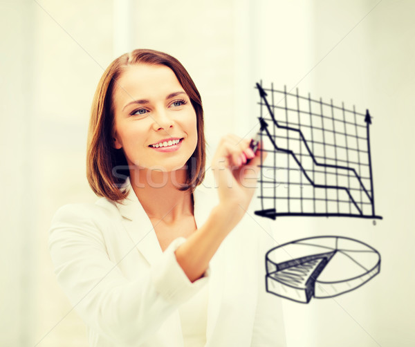 businesswoman drawing charts in the air Stock photo © dolgachov