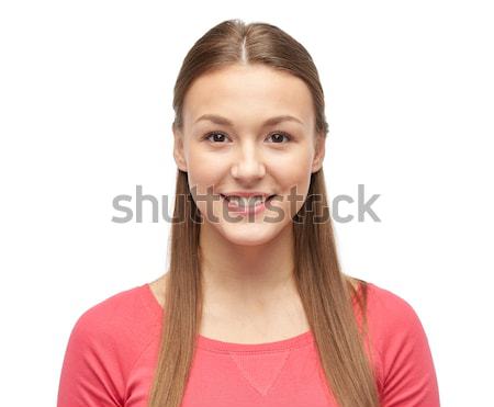 smiling young woman or teenage girl in pullover Stock photo © dolgachov