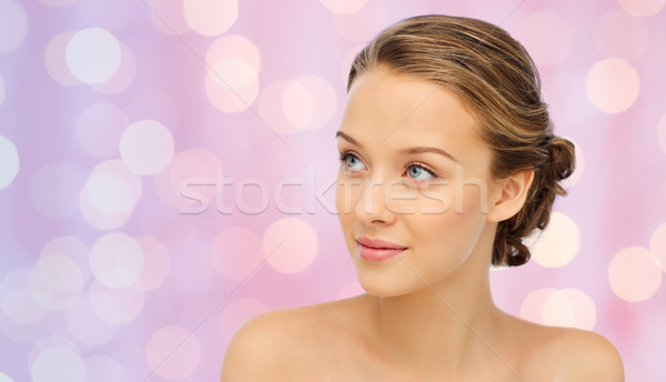 微笑 年輕女子 面對 護肩 美女 人 商業照片 © dolgachov