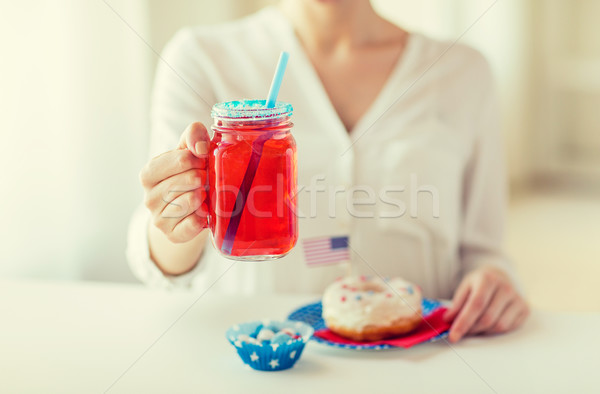 Foto stock: Mujer · americano · día · celebración · vacaciones