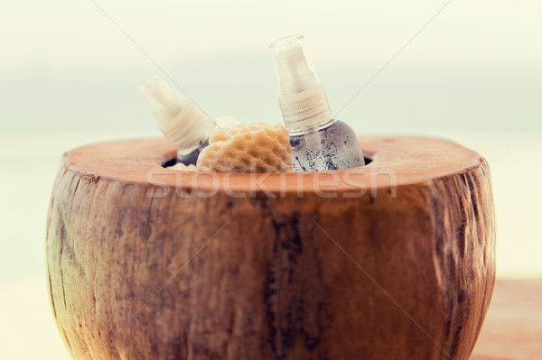 bowl with moisturizing spray at hotel beach or spa Stock photo © dolgachov