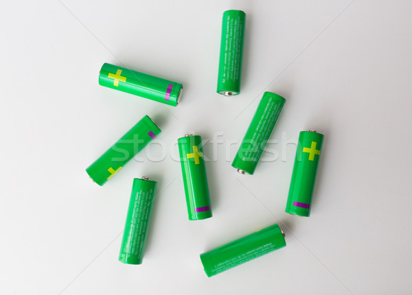 close up of green alkaline batteries Stock photo © dolgachov
