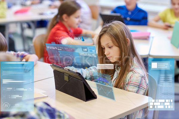 school kids with tablet pc in classroom Stock photo © dolgachov