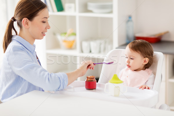 Stock foto: Glücklich · Mutter · Ernährung · Baby · home · Familie