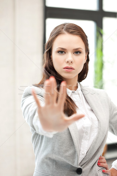 Stock photo: woman making stop gesture