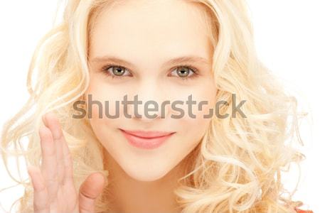 [[stock_photo]]: Femme · chuchotement · potins · lumineuses · photos · jeune · femme