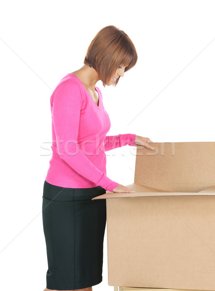 Anziehend Geschäftsfrau groß Boxen Bild Frau Stock foto © dolgachov