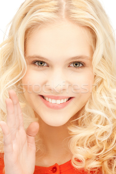 Nő suttog pletyka fényes kép fiatal nő Stock fotó © dolgachov