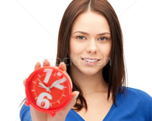 Frau halten Wecker hellen Bild Business Stock foto © dolgachov