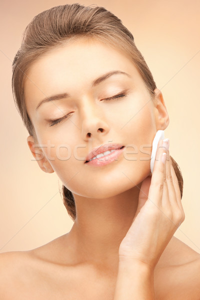 Stock photo: beautiful woman with cotton pad