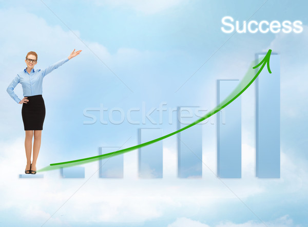 Geschäftsfrau groß 3D Tabelle Business Erfolg Stock foto © dolgachov