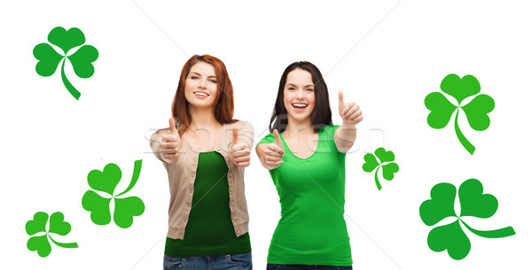 Due sorridere ragazze shamrock Foto d'archivio © dolgachov