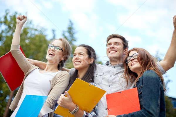 Stock foto: Gruppe · glücklich · Studenten · Triumph · Geste