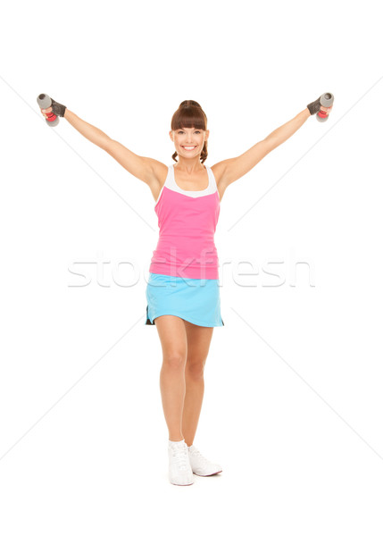 Сток-фото: фитнес · инструктор · гантели · белый · женщину · тело