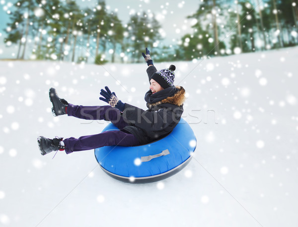 幸せ 若い男 ダウン 雪 管 冬 ストックフォト © dolgachov