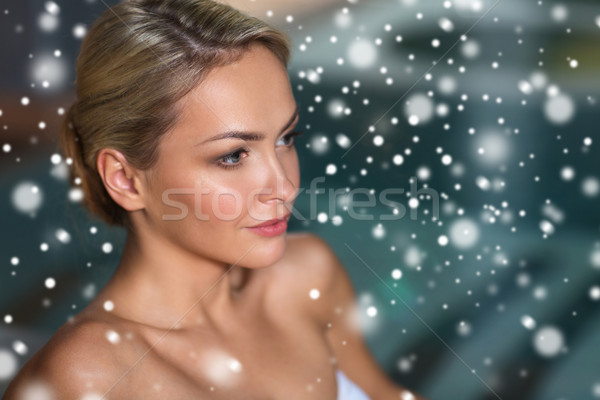 Kobieta strój kąpielowy basen ludzi Zdjęcia stock © dolgachov