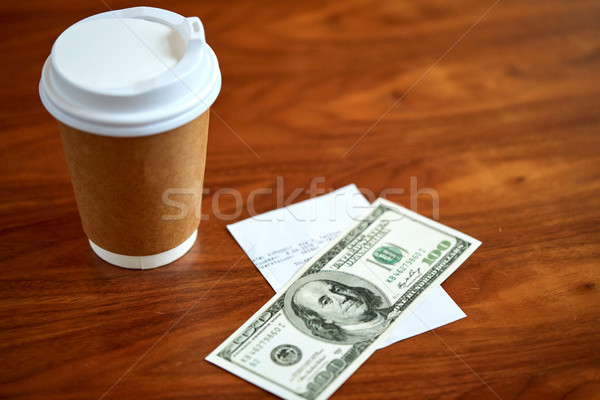 кофе бумаги Кубок законопроект деньги таблице Сток-фото © dolgachov