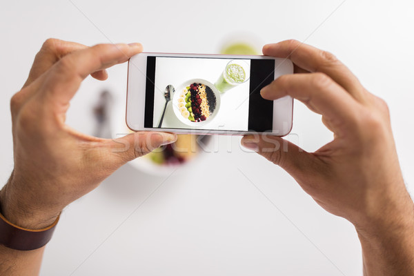 Foto stock: Homem · saudável · café · da · manhã · alimentação · saudável