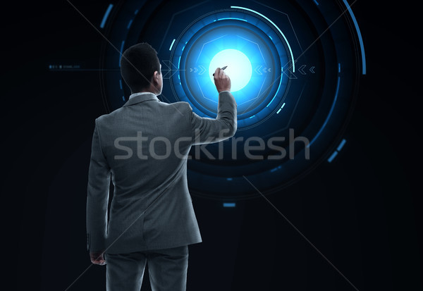 Сток-фото: бизнесмен · рабочих · виртуальный · реальность · экране · деловые · люди