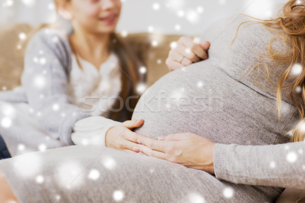 Mujer embarazada nina casa embarazo personas Foto stock © dolgachov