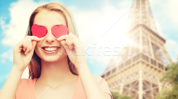 Fericit roşu inimă ochi Imagine de stoc © dolgachov