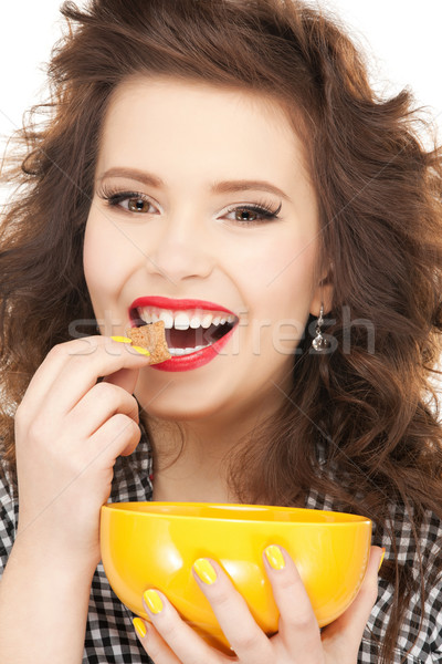 Stock photo: lovely housewife with cup