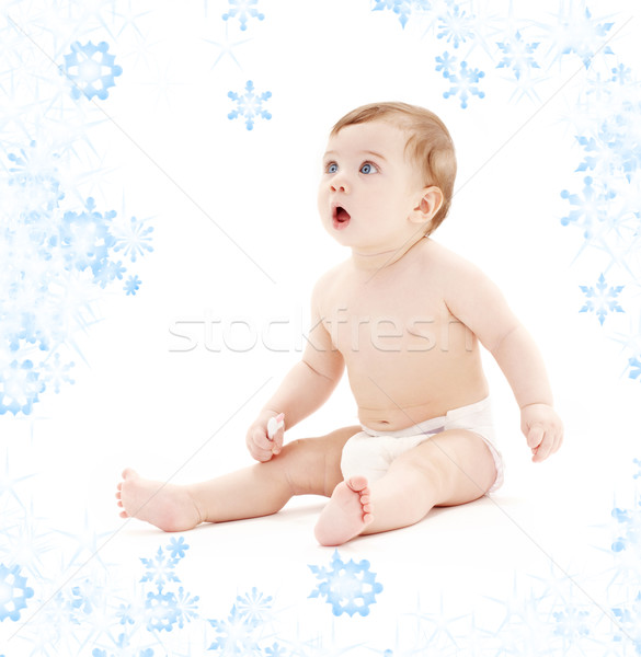 baby boy in diaper with toothbrush Stock photo © dolgachov