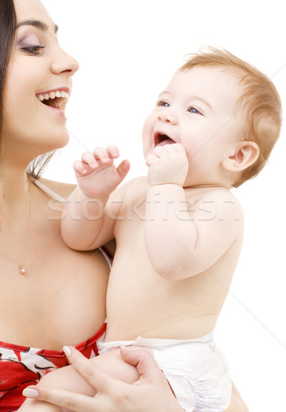 baby boy in mother hands Stock photo © dolgachov